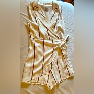 Women’s White Striped Shorts V-cut Super Short Romper from Francesca’s Small